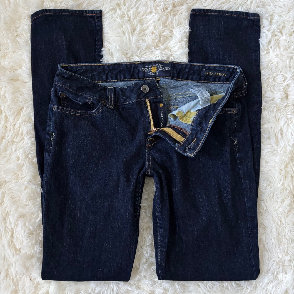 Lucky Brand Lola Skinny Jeans Womens 8 29 Dark Wash Indigo Low Rise Denim